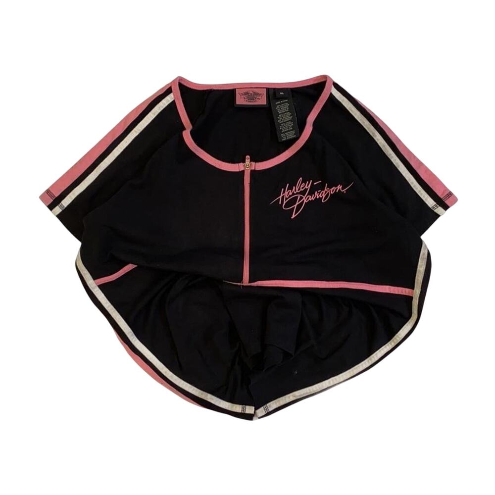 Harley Davidson Women's Pink Accent Short Sleeve T Shirt Black XL
